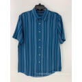 Men's Blue and White Striped Shirt Button Down